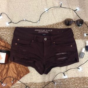 ❤️American Eagle Stretch Maroon Shortie Shorts❤️